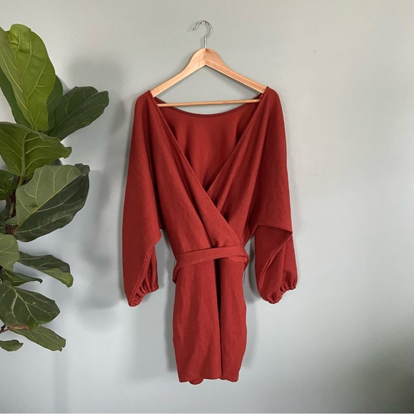 Batwing Burnt Orange Sweater Dress - Picture 3 of 4